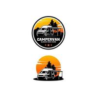 camper van - caravan - motor home isolated logo vector