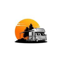 camper van - caravan - motor home isolated vector