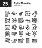 Digital Marketing outline icon set. vector