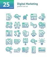 conjunto de iconos de gradiente de marketing digital. vector