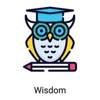 wisdom, owl color line icon isolated on white background vector