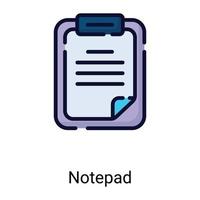 icono de línea de color de bloc de notas aislado sobre fondo blanco vector