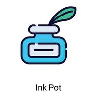 ink pot color line icon isolated on white background vector