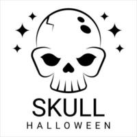 Halloween skull black line illustration vector