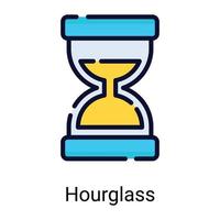 hourglass, sand clock color line icon isolated on white background vector