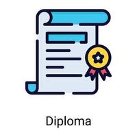 diploma, icono de línea de color de educación aislado sobre fondo blanco vector