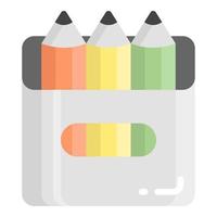 color pencil vector flat icon, school and education icon