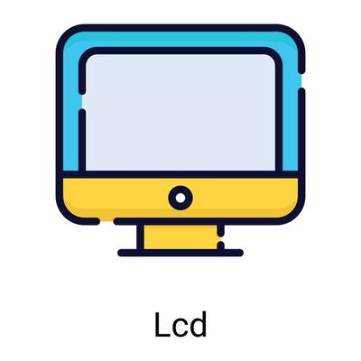 LCD, screen color line icon isolated on white background
