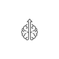 Brain grow arrow up. Vector outline icon template