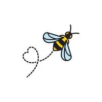 Flying bee love. Vector logo icon template
