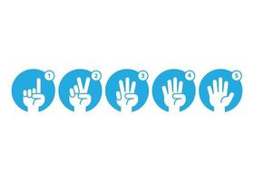 Hand count, gesture hand one, two, three, four, five, count to five. Vector icon template