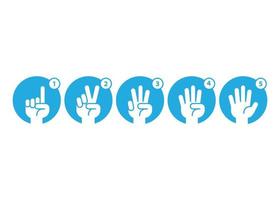 Hand count, gesture hand one, two, three, four, five, count to five. Vector icon template