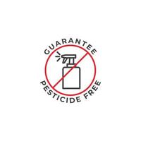 Pesticide free, guarantee label. Vector icon template