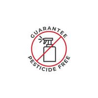 Pesticide free, guarantee label. Vector icon template