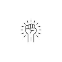 Raised fist hand power. Vector icon template