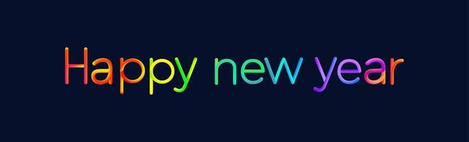 Happy new year text design with colorful line wave vector