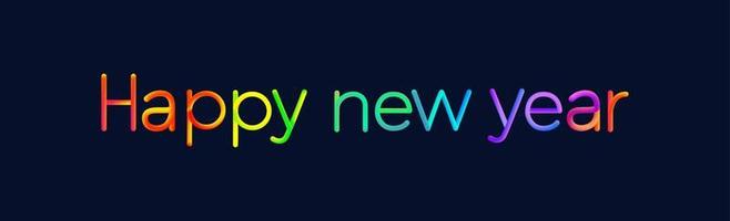 Happy new year text design with colorful line wave vector