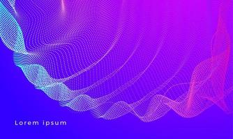 Vector background with colorful dynamic particles wave. Abstract 3D technology style background.