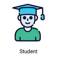 icono de línea de color de estudiante de graduación aislado sobre fondo blanco vector