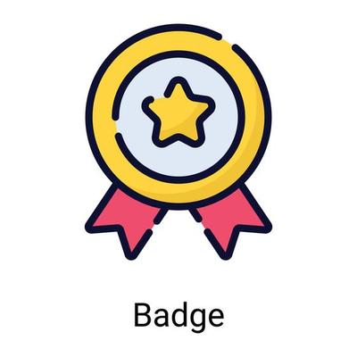 badge, medal color line icon isolated on white background