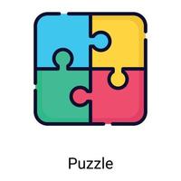 puzzle, solution color line icon isolated on white background vector