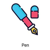 pluma, escribiendo icono de línea de color aislado en fondo blanco vector