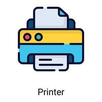icono de línea de color de impresora aislado sobre fondo blanco vector