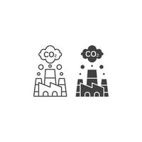 Air pollution, smoke chimneys of factory, carbon dioxide emissions. Vector icon template