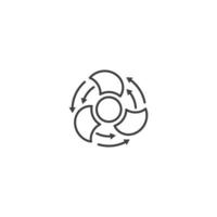 Air conditioner, fan with arrow rotation. Vector outline icon template