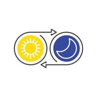 Day and night change circle, sun and moon. Vector icon template