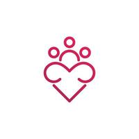 Love creative people, people connect, community, heart. Vector logo template