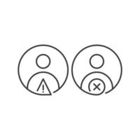 Personal fake account, no trusted people, danger people. Vector outline icon template