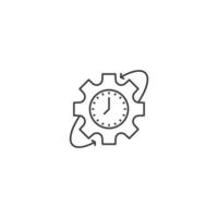 Working hours, time management.  Vector outline icon template