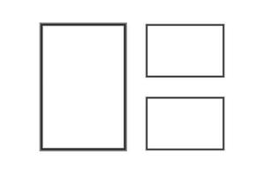 Black photo frames Square shape, vector frames set mockup
