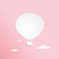 Hot air balloon paper cut out style with clouds vector illustration.
