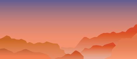 Illustration of orange mountain landscape vector