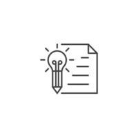 Creative writing, document with pencil light bulb. Vector icon template