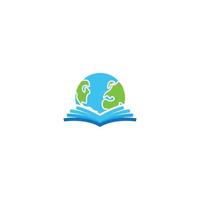 educación, libro mundial, aprendizaje global. plantilla de logotipo de icono de vector