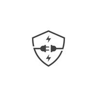 Electricity plug protect, plug shield. Vector icon logo template