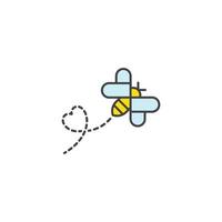 Flying bee love. Vector logo icon template