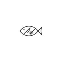 Fish food with fork and knife. Vector icon template