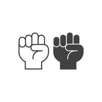 Raised fist hand power. Vector icon template