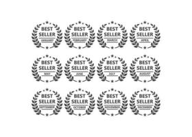 Set of best seller of the month award medal. Vector logo icon template