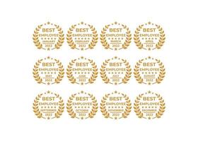 Set of best employee of all month 2022 award medal. Vector logo icon template