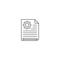 Technical project, brief, gear with document pencil. Vector outline icon template