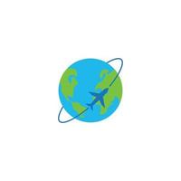 Travel, around world journey with plane concept. Vector icon template