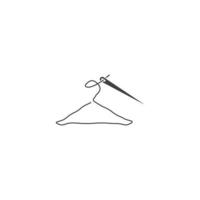 Tailor, hanger with needle, clothing production. Vector logo icon template