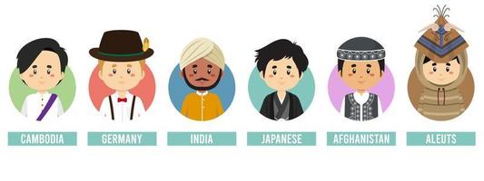 Set Avatars with Different Countries vector