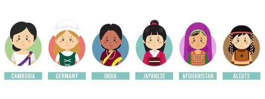 Set Avatars with Different Countries vector