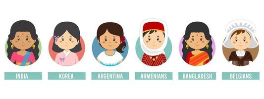 Set Avatars with Different Countries vector